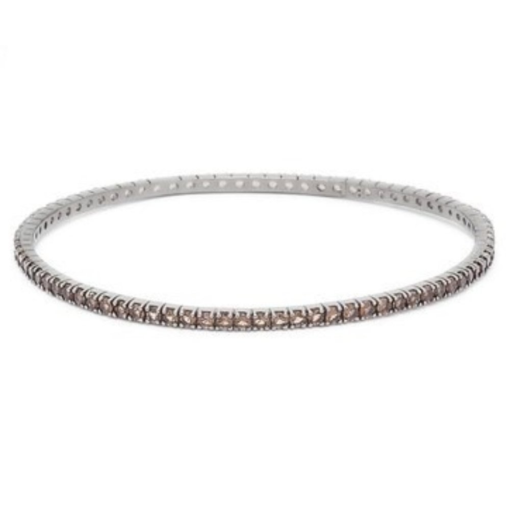 Sterling Silver Gemstone Bangle Smokey Quartz